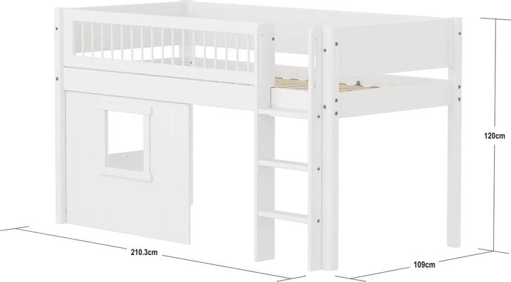 Image du produit Flexa Lit mi-hauteur White avec façades maison (90 x 200 cm)