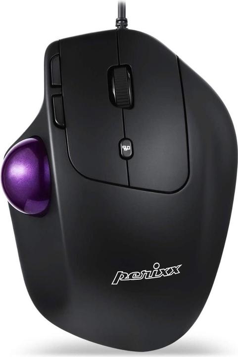 Actual product image Perixx PERIMICE-520, wired ergonomic trackball mouse, adjustable angle, 2 DPI level, black (Cable)