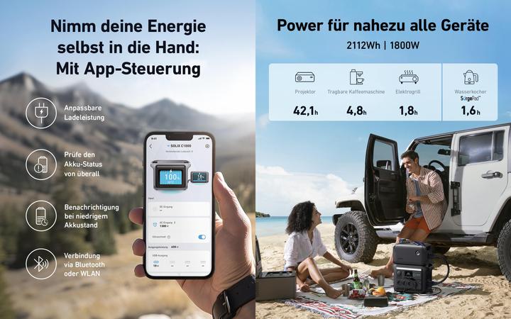 Produktbild Anker SOLIX Powerstation-Set, C1000X + Erweiterungsakku BP1000 + Solarmodul PS100