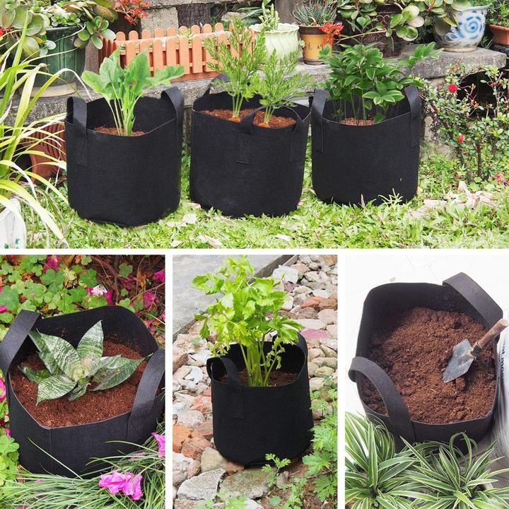 Produktbild König Design 1 - 50 Pflanzbehälter Pflanzsack Kartoffelsack Pflanztasche Tragbar Pflanzbeutel (22 cm)