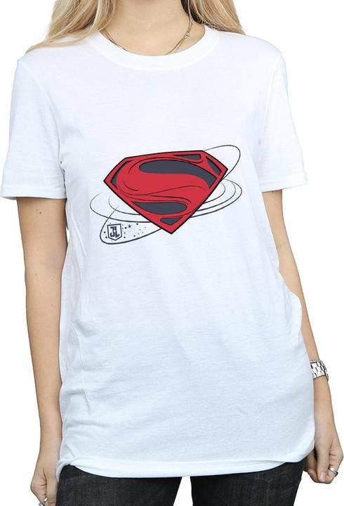 Actual product image Womens/Ladies Justice League Movie Superman Logo Cotton Boyfriend T-Shirt (3XL)