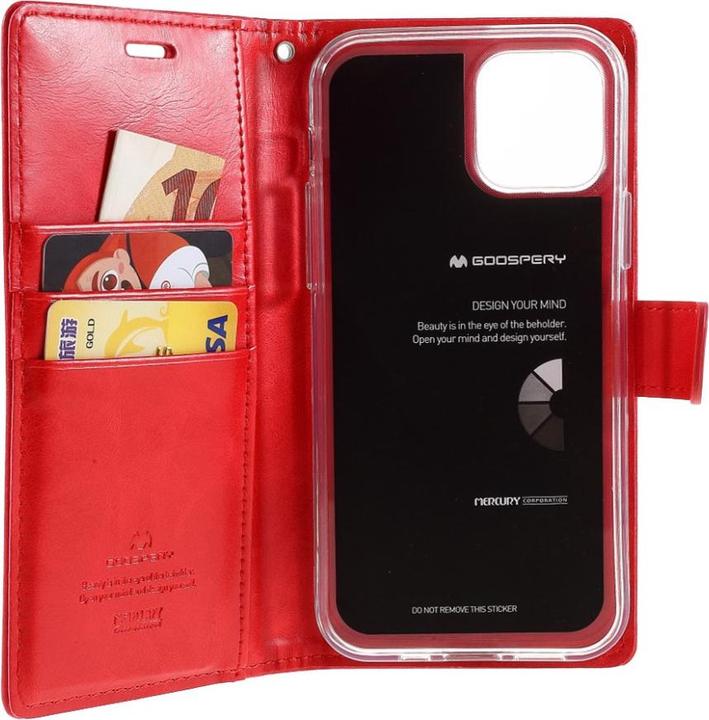Produktbild iPhone 12 Pro Max - Blue Moon Leder Etui Hülle Karten rot (Apple iPhone 12 Pro Max)