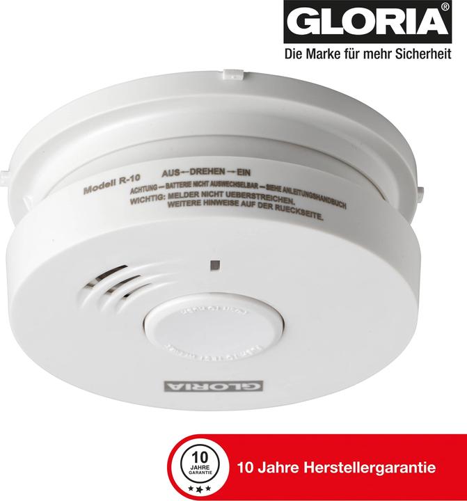 Actual product image Gloria Haus und Garten R-10 002518.0015 Smoke alarm device incl. 10-year battery battery-operated
