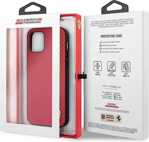 Actual product image Ferrari FESAXHCP12LRE iPhone 12 Pro Max 6.7" czerwony/red hardcase On Track Carbon Stripe (Apple iPhone 12 Pro Max)