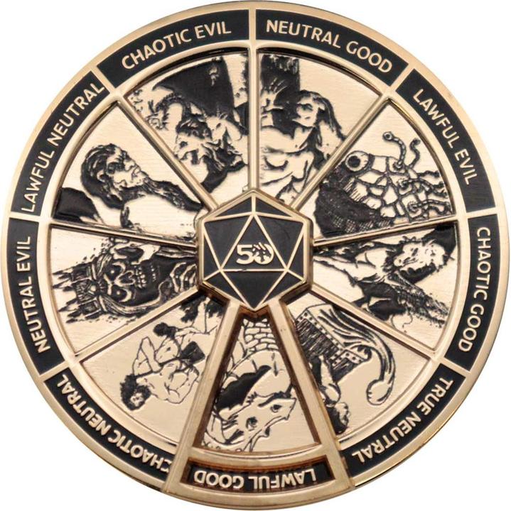 Immagine prodotto Fanattik Distintivo Dungeons & Dragons Alignment Spinner Edizione limitata placcata oro 24k