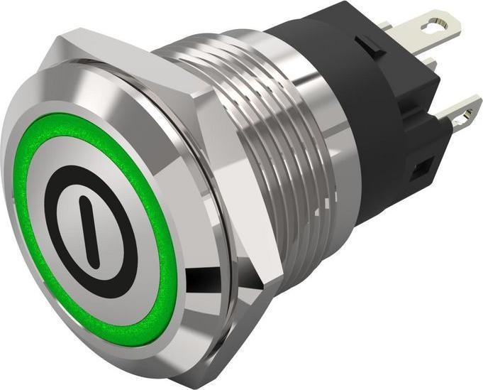 EAO 22mm,vandal,SS,24V,grn,plug-in,on/off