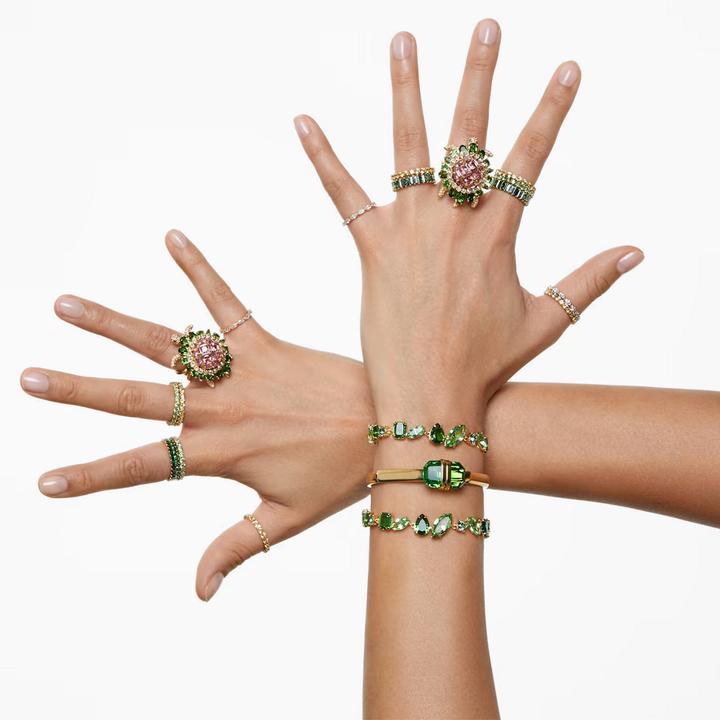 Produktbild Swarovski Matrix Ring Baguette Schliff Grün Gold (60)