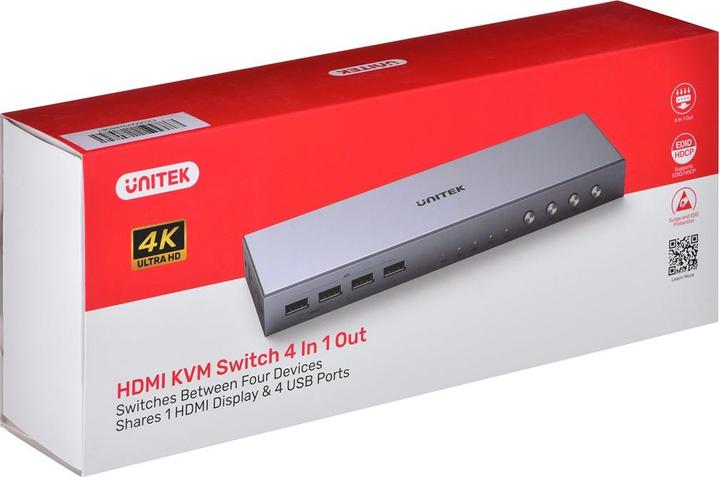 Image du produit Unitek KVM SWITCH 4K HDMI 2.0 4 IN 1 OUT + USB