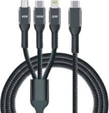 Produktbild IWH USB-Ladekabel USB-C®, USB-Micro-A Buchse, Apple Lightning Stecker 1.2 m 0 (1.20 m, USB 3.0)