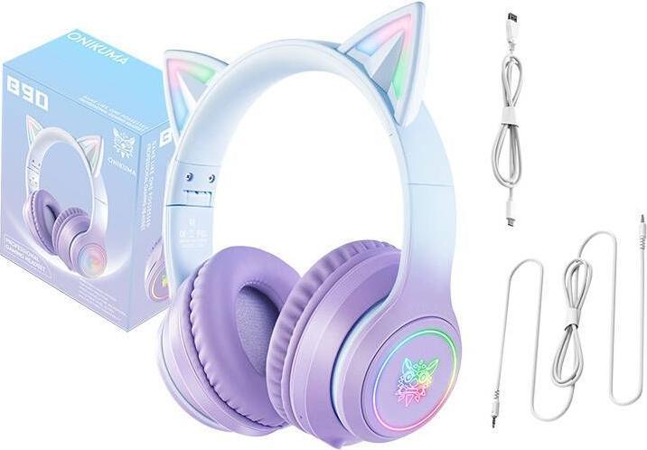 Produktbild Onikuma B90 RGB Cat Ears Gaming Headphones purple (Kabelgebunden, Kabellos)