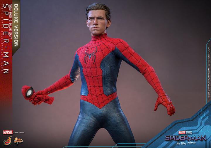 Actual product image Hot Toys Spider-Man: No Way Home figurine Movie Masterpiece 1/6 Spider-Man (New Red and Blue Suit) (Deluxe Ve