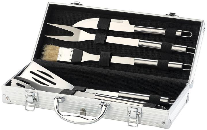Image du produit Rosenstein & Söhne Couverts à barbecue en acier inoxydable dans un coffret en aluminium