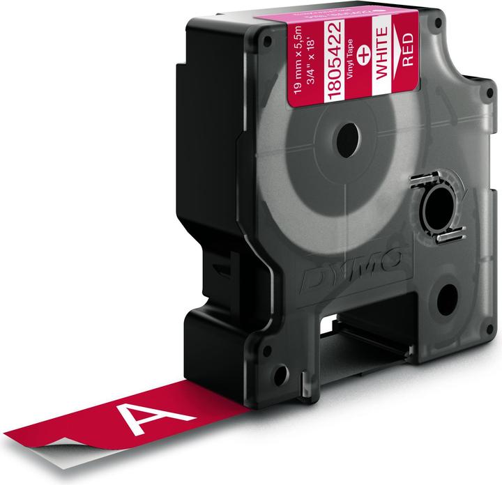 Actual product image Dymo Rhino 19mm white on red vinyl (1.90 cm, Red)