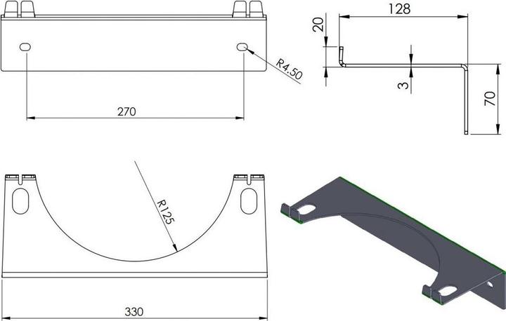 Actual product image Pro-Line Wall holder for 1 gas cylinder, max. diameter 250 mm cylinders