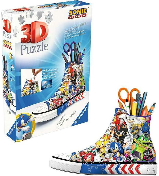 Produktbild Ravensburger 3D Puzzle 11593 - Sneaker Sonic - Praktischer Stiftehalter - Schreibtisch-Organizer (108 Teile)