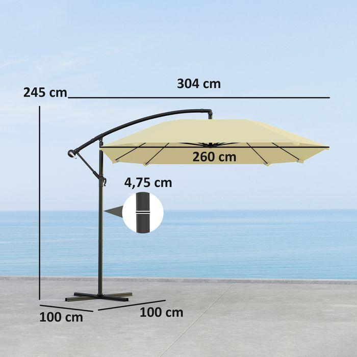 Immagine prodotto Swisshandel24 Ampelschirm Alu Ø 260 cm, Kurbelschirm mit Ständer, neigbar kippbar Beige (2.60 m)