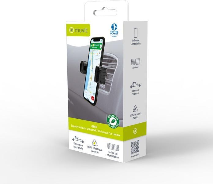 Image du produit Muvit Support Voiture Grip Grille D'Aération En Plastique Recyclé Pour Mobiles 87mm Max