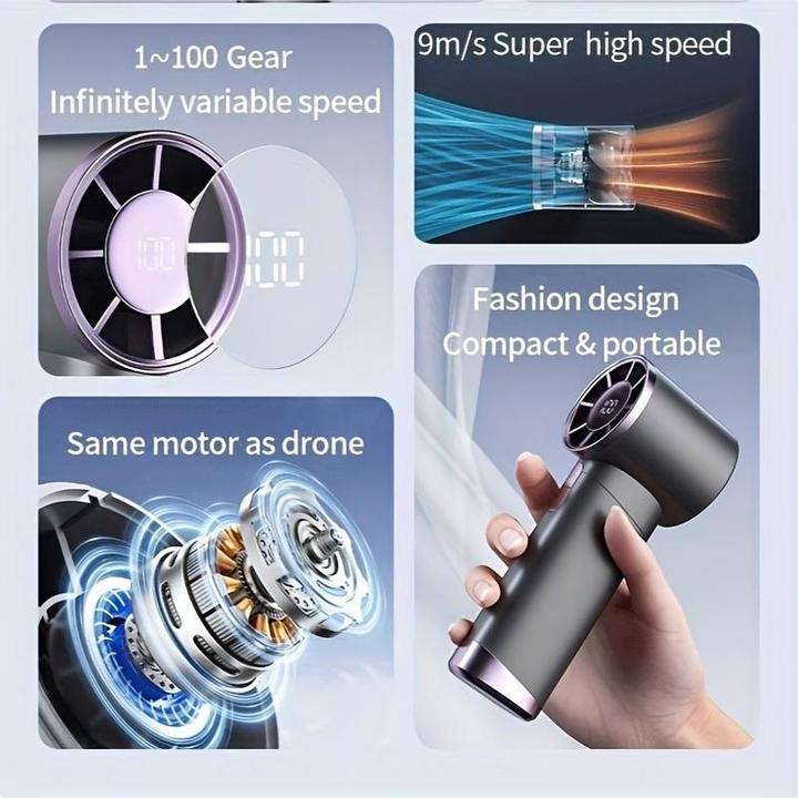 Image du produit PhoneLook Ventilateur portable puissant compact à 100 vitesses avec affichage LED