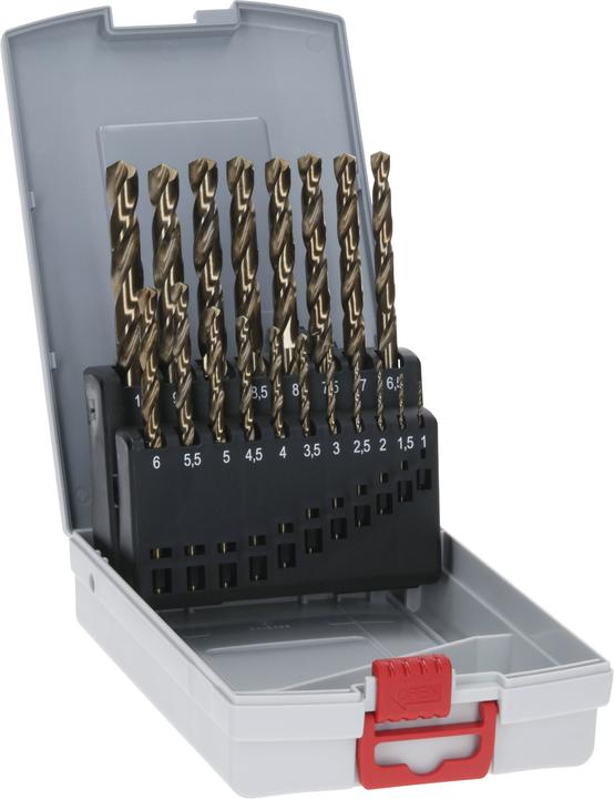 Bosch Professional Zubehör PRO Stainless Steel HSS-Co Spiralbohrer-Set, 19-tlg. (6 mm, 1 mm, 6.5 mm, 5.5 mm, 10 mm, 1.5 mm, 7 mm, 3 mm, 5 mm, 8.5 mm, 8 mm, 2.5 mm, 9 mm, 3.5 mm, 4.5 mm, 2 mm, 7.5 mm, 9.5 mm, 4 mm)