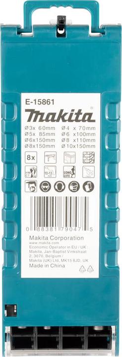 Actual product image MGA Makita E-15861 TCT drill bit set, 8 pieces (3 mm, 4 mm, 5 mm, 6 mm, 8 mm, 10 mm)