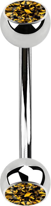 Actual product image Star Piercing Micro banana silver with two crystal topaz balls (Surgical steel 316L)