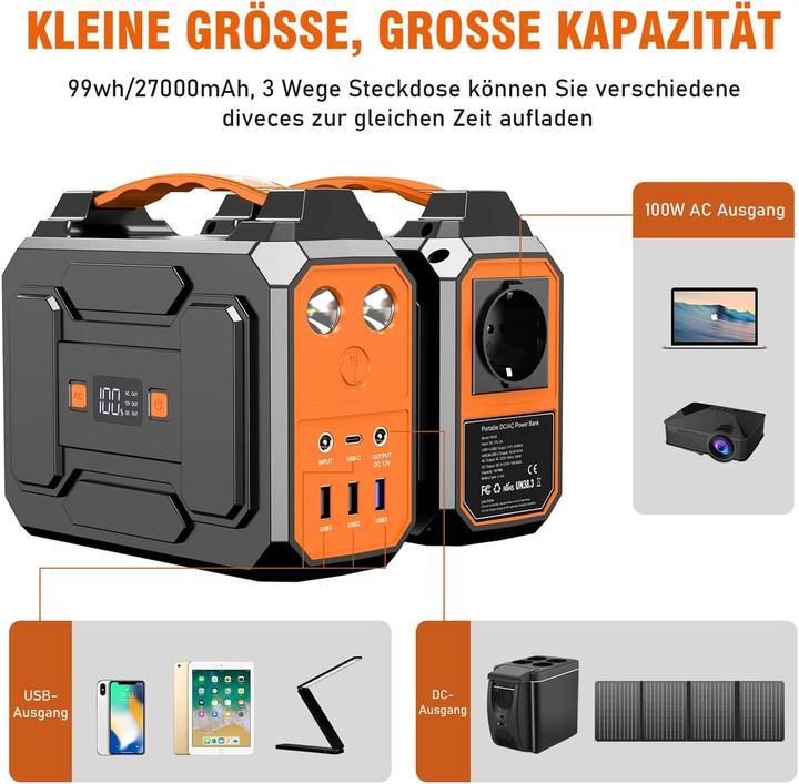 Produktbild Powkey Powerstation mit Solarpanel (99 Wh, 1.30 kg)