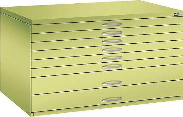 Image du produit C+P Armoire à plans, format A0, 8 tiroirs, hauteur 760 mm, vert viridin.