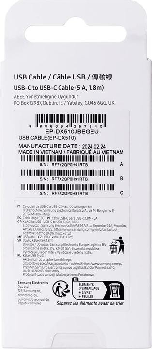 Productafbeelding Samsung USB C - USB-C (1.80 m, USB 2.0)