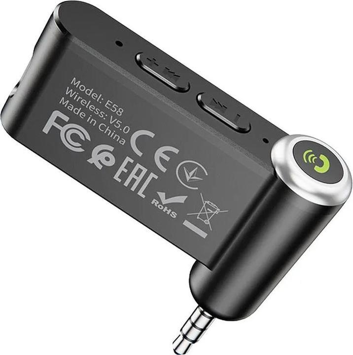 Actual product image Hoco - Audio Adapter Bluetooth Magic Music (E58) - Aux Jack 3.5mm - Black (Transmitter & Receiver)