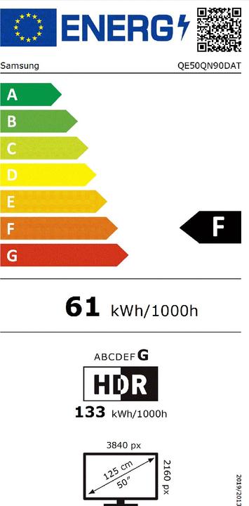 Energie-Label Samsung TV-QE50QN90DATXXH QE50QN90DATXXH (50", QN90D, NeoQLED, 4K)