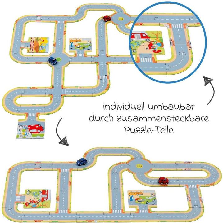Produktbild Goki Spielset Spielstrasse mit 2 Fahrzeugen (47 Teile)