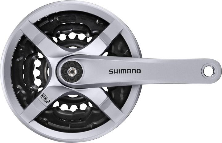 Actual product image Shimano FC-TY501 crankset 6/7/8-speed 48-38-28 T. with chain guard ring (170 mm)
