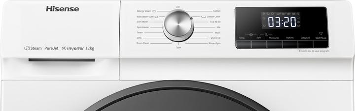 Image du produit Hisense Lave-linge WFQA1214EVJM Chargement frontal 12 kg EEK A 1400upm Vapeur Inverter (12 kg, Gauche)