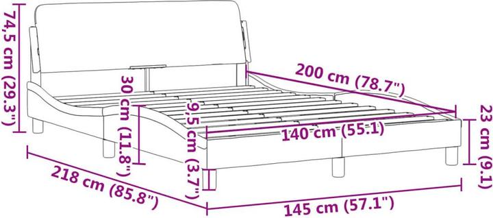 Immagine prodotto VidaXL Struttura letto con testiera in velluto (140 x 200 cm)