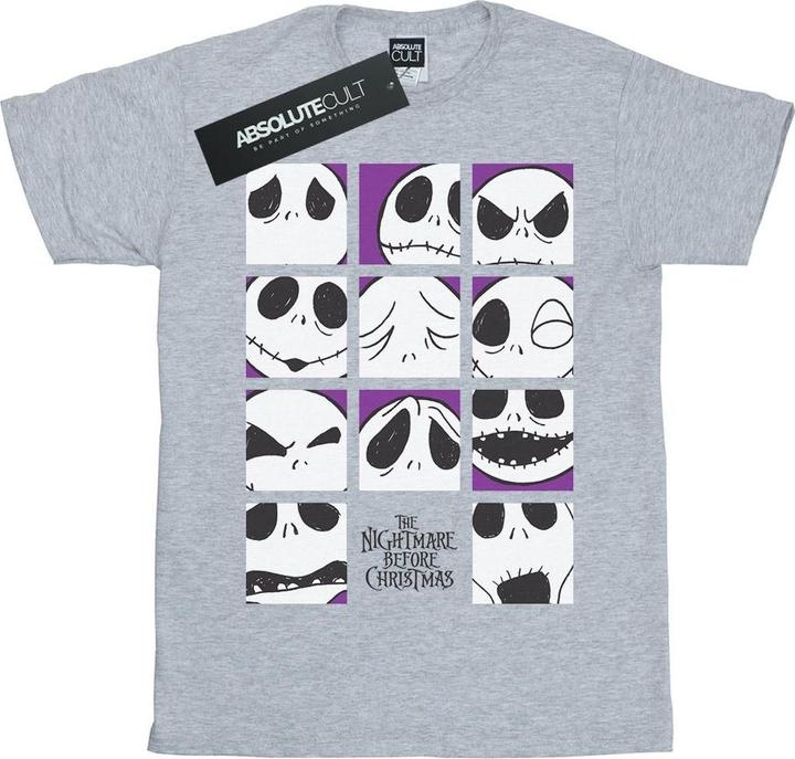 Actual product image Disney Womens/Ladies Nightmare Before Christmas Many Faces Of Jack Squares Cotton Boyfriend T-Shirt (M)