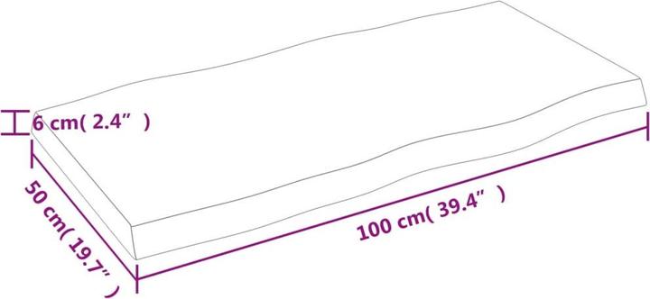 Immagine prodotto VidaXL Tischplatte 100x50x6 cm Massivholz Eiche Behandelt (100 x 50 x 6 cm)