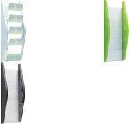 Actual product image Helit Wall brochure holder, DIN A5 portrait, 4 compartments, black Side parts made of coloured PP (A5, Cheer)