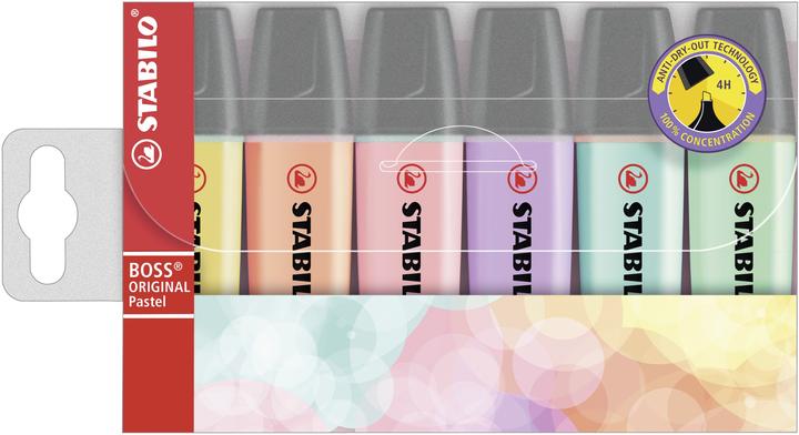 Produktbild STABILO Boss Original (Violett Pastel, Orange Pastel, Gelb Pastel, Grün Pastel, Blau Pastel, Pink Pastel, 5 mm, 6 x)