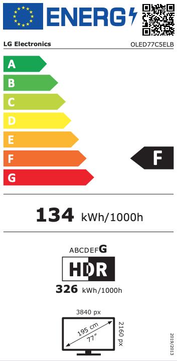 Label énergétique LG 77 Zoll OLED evo AI C5E 4K Smart TV (77", OLED, 2025)