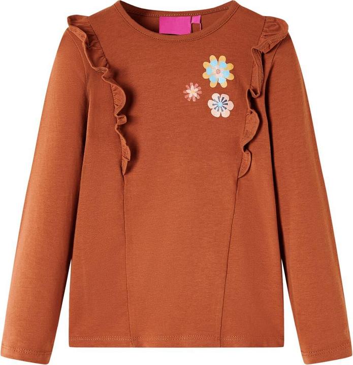 Actual product image VidaXL Children's long-sleeved shirt Cognac 140,Material: 95 % cotton. 5 (140)