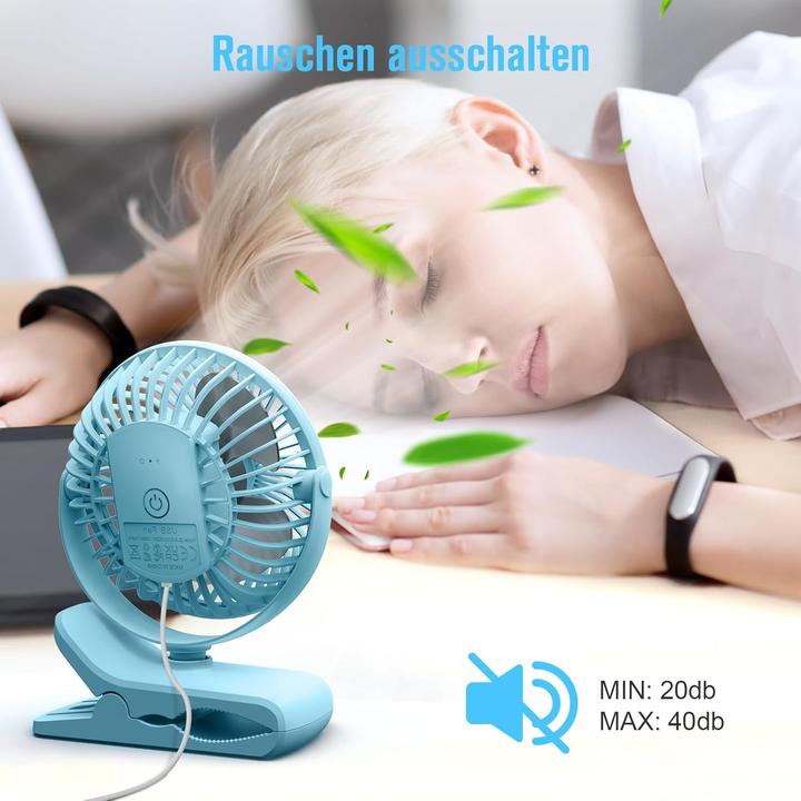 Immagine prodotto Honyin Mini Ventilator mit Clip (40 dB)
