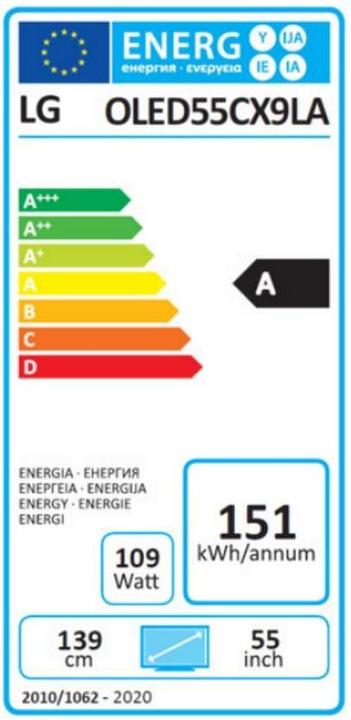 Energie-Label LG OLED55CX9LA (55", OLED, 4K, 2020)
