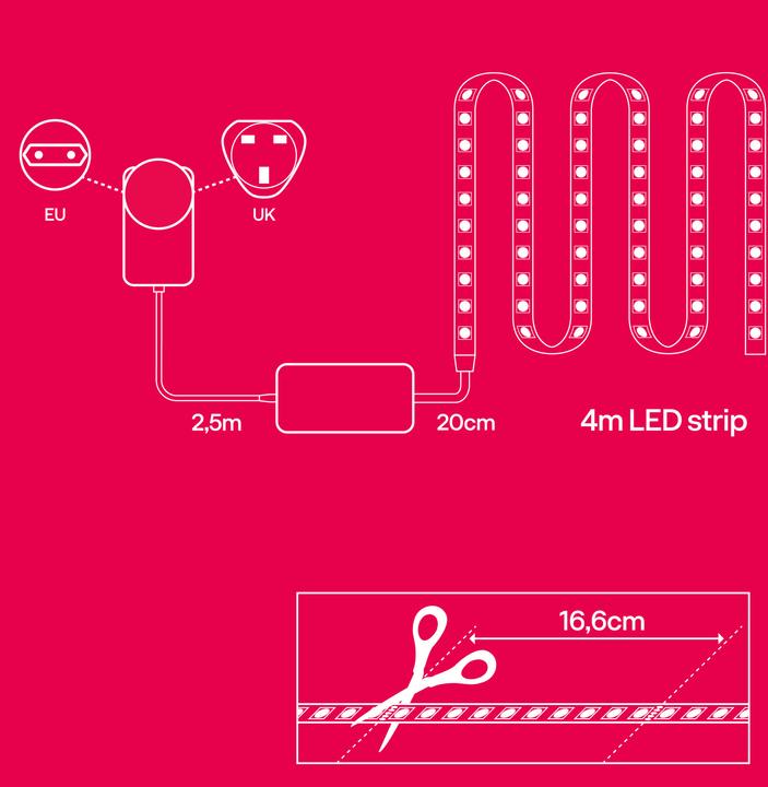 Image du produit Innr Smart Flex strip FL 140 C (Blanc chaud, Blanc neutre, Blanc froid, RGBW, 400 cm, Intérieur)
