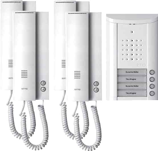 Produktbild Schneider Electric 4 Familien TürSprechanlagenSet weiss (Kabelgebunden)