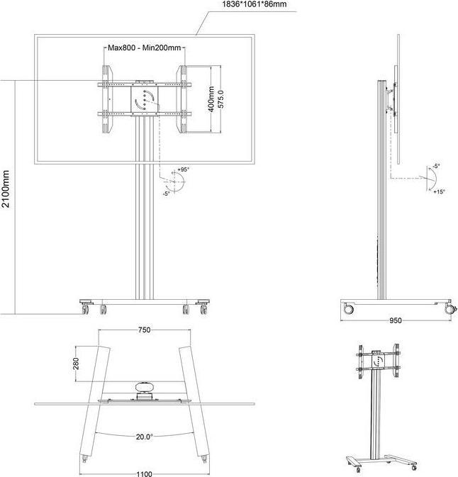 Image du produit Multibrackets 210 HD Simple (80", 60 kg)