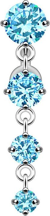 Image du produit Star Piercing Banane argent avec pendentif quatre cristaux aqua (sans laiton, Acier chirurgical 316L)