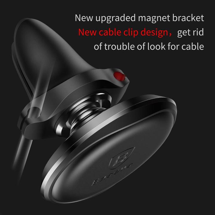 Actual product image Baseus Magnetic Air Vent Car Mount Holder with cable clip (silver)
