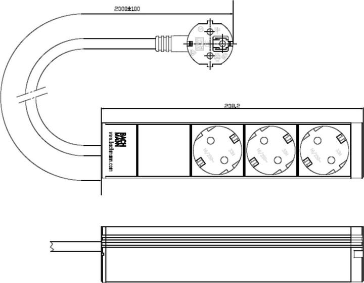 Image du produit Bachmann Rallonge (Rack (3 x, CEE 7/3, 2 m)