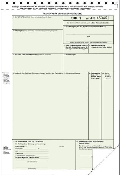 Produktbild Rnk Verlag Vordruck "Warenverkehrsbescheinigung EUR.1" (2 x)