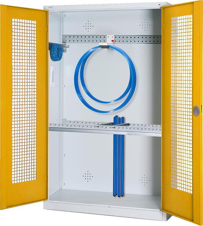 Produktbild C+P Modul-Sportgeräteschrank mit Grundausstattung (HxBxT: 195x120x50 cm, mit Lochblech-Flügeltüren)